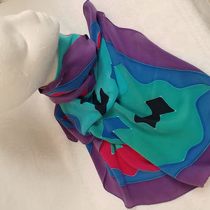 Kim Huber Dyed Silk Scarf Abstract Design